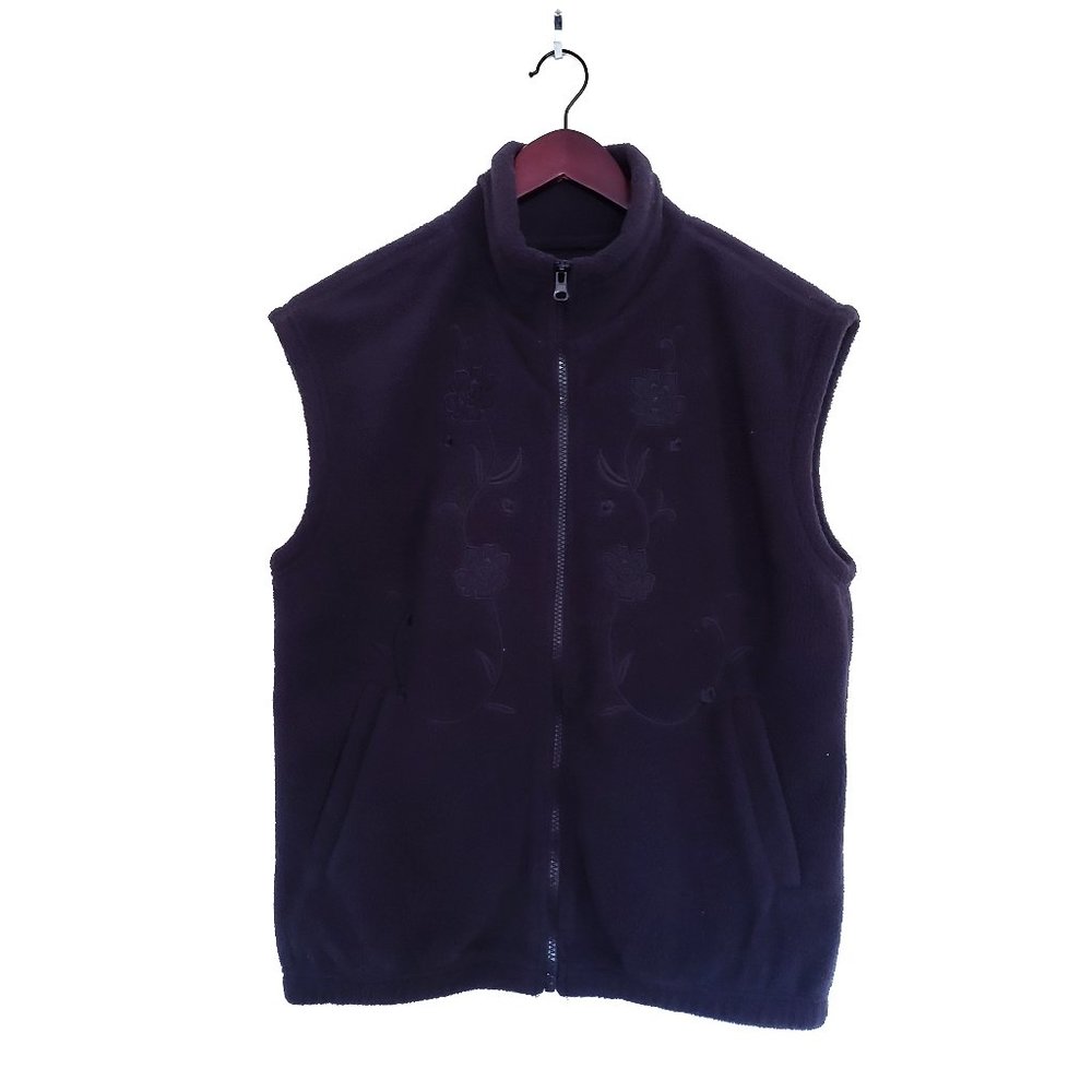 🔴 3/$40 Paramour Women's Fleece Vest with Embroidered Detail – Black